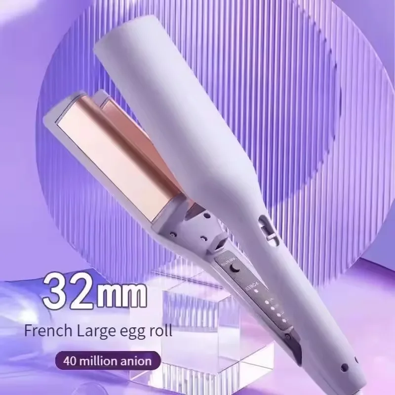 32mm French Hair Curler Wave Professional Egg Roll Hair Curling Iron Corrugated Wavy Styler Fast Heating Volumizing Styling Tool