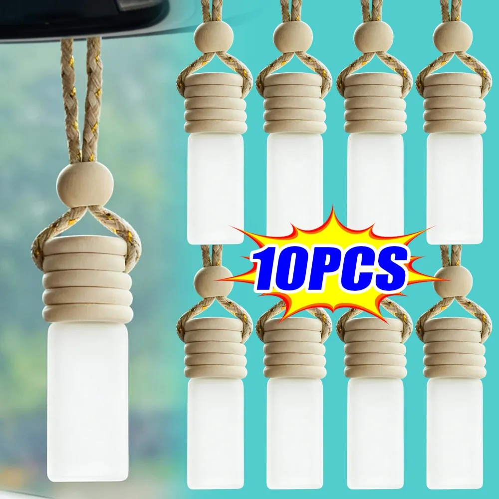

Car Air Freshener Empty Bottle 5ml Frosted Glass Auto Rearview Mirror Hanging Perfume Ornament Essential Oil Bottles Pendant