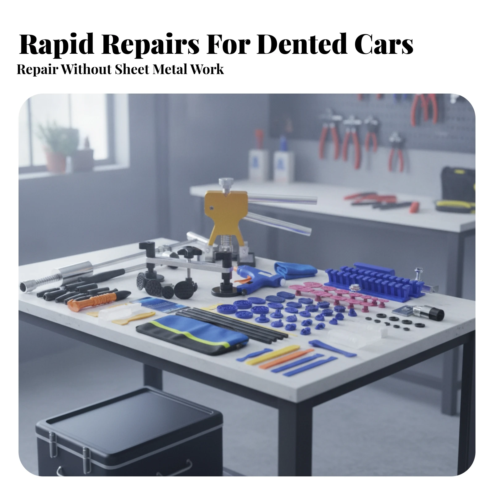 84 Pieces Professional Reusable Body Panel Repair Assortment Car Damage Puller Kit Paintless Damage Repair Kit Strong Grip