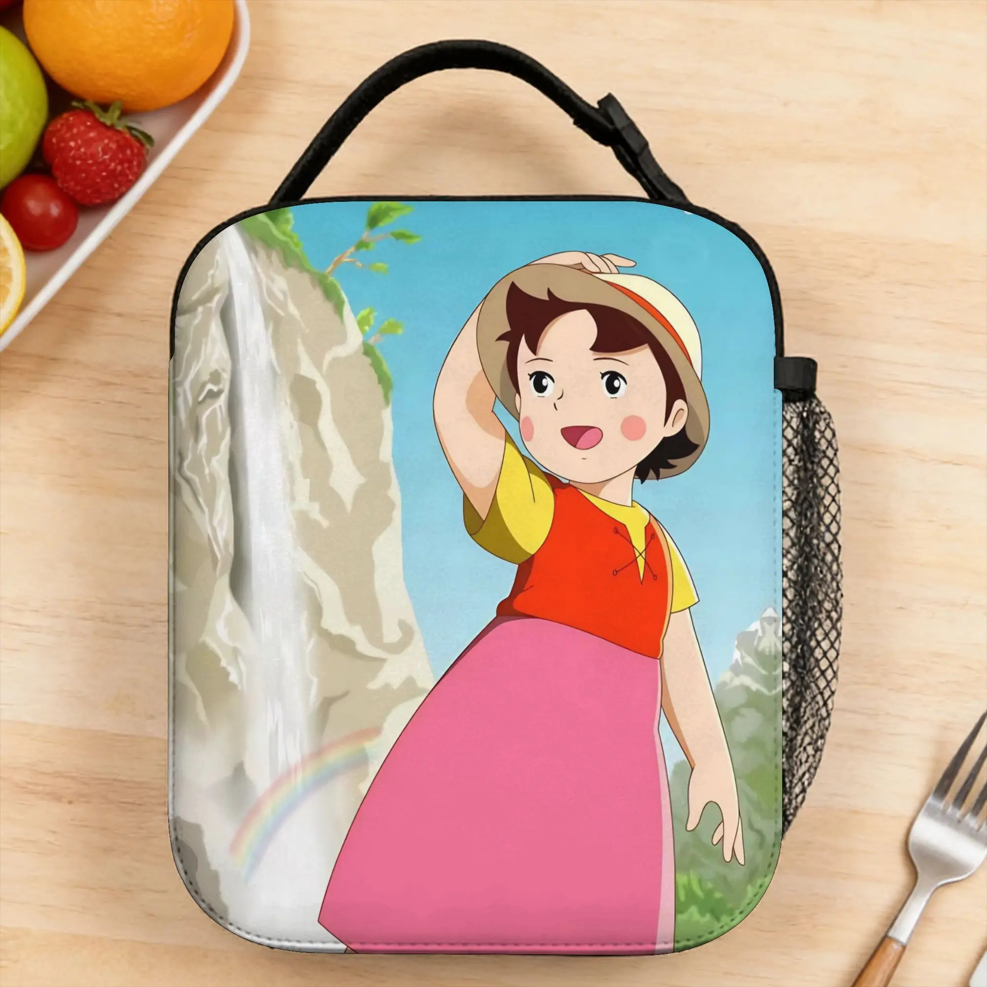 Lunch Bag Heidi Waterfall Adventure in the Alps Outdoor Picnic Lunch Box For Child  Fun Portable Zipper Print Thermal Lunch Bags