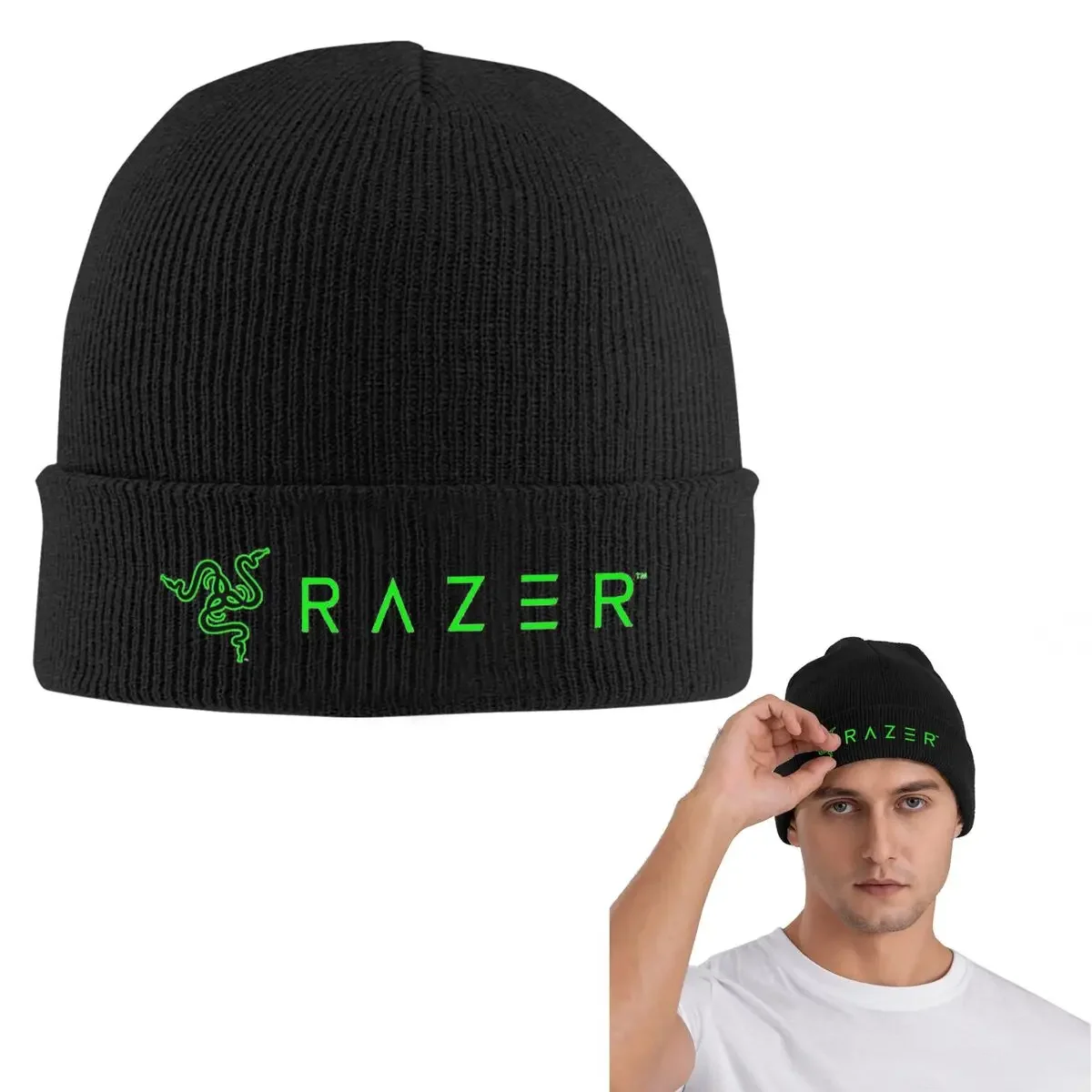 New Razer Warm Knitted Cap Hip Hop Bonnet Hat Autumn Winter Outdoor Beanies Hats for Unisex Adult