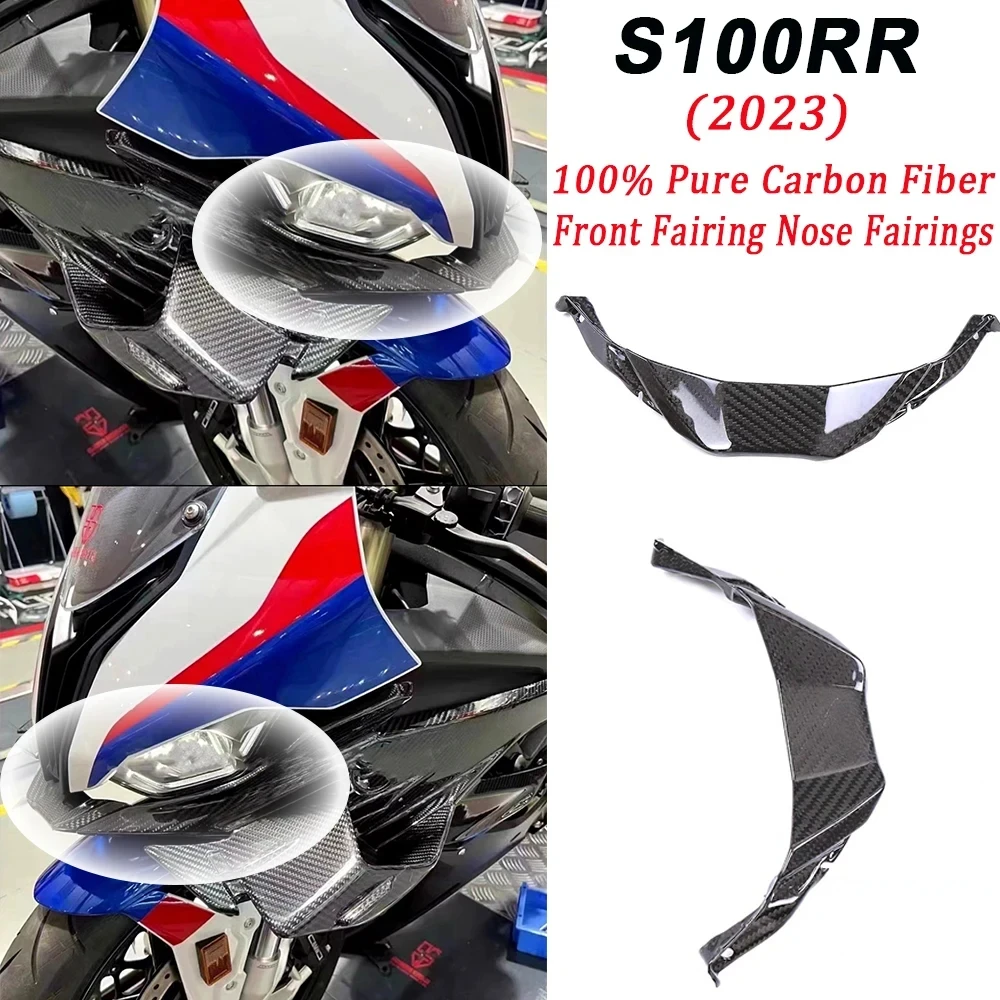 

For BMW S1000RR 2023 Motorcycle Accessories 100% Pure Carbon Fiber Front Fairing Nose Fairings Cover Panels Parts Kits