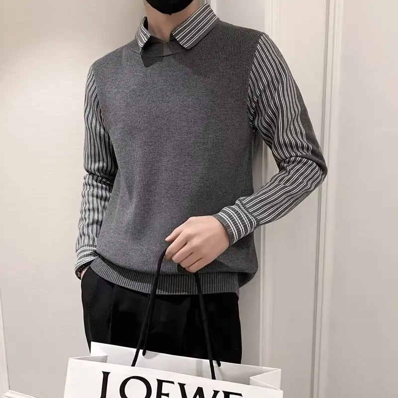 

Мужская трикотажная куртка с воротником irt, искусственная двухсекционная одежда, осень-зима, модная повседневная теплая мягкая полиэстеровая трикотажная одежда Long Sve