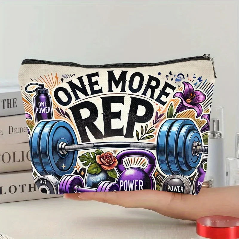 Un sac de maquillage sur le thème d'haltérophilie – jolie pochette multifonctionnelle à fermeture éclair pour femmes, sac de rangement de bijoux