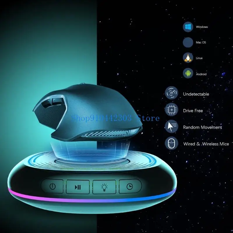 652F LED Anti-Sleep Mouse Mover Mouse Jiggler Mouse Movement Simulator Computer Awakening Artifact with ON/OFF Switch
