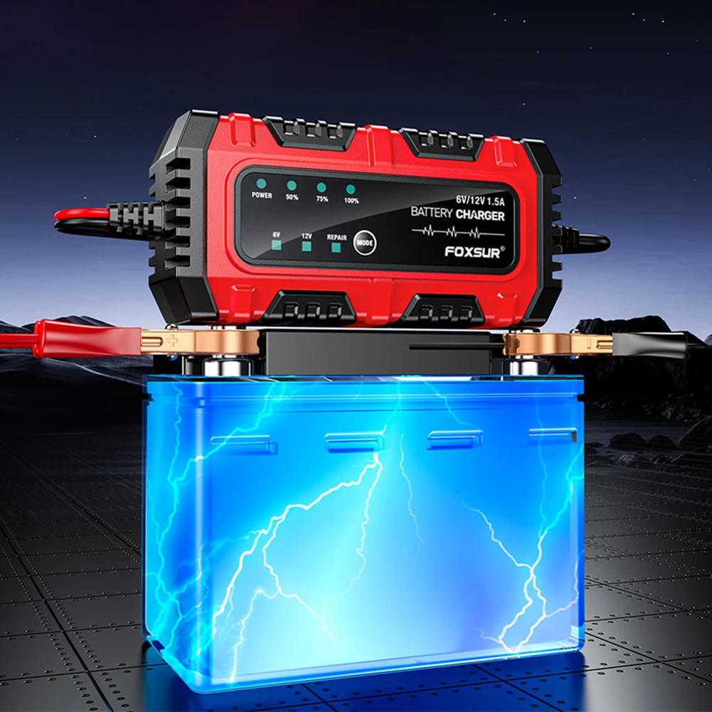 

6V 12V 1.5A Car Battery Charger Smart Charger Moto Battery Charger for Car Truck Boat SUV Lead-Acid AGM GEL Batteries