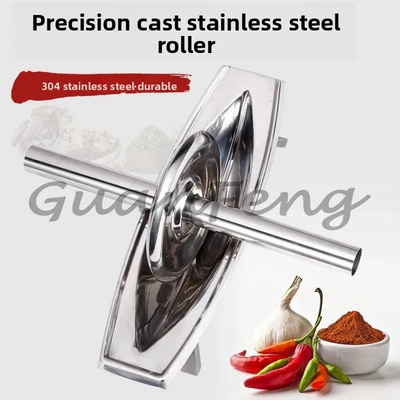 304 Stainless Steel Hand Push Groove Stone Mill Old-Fashioned Household Wet Grinder Stone Mortar Grain Grinding Machine