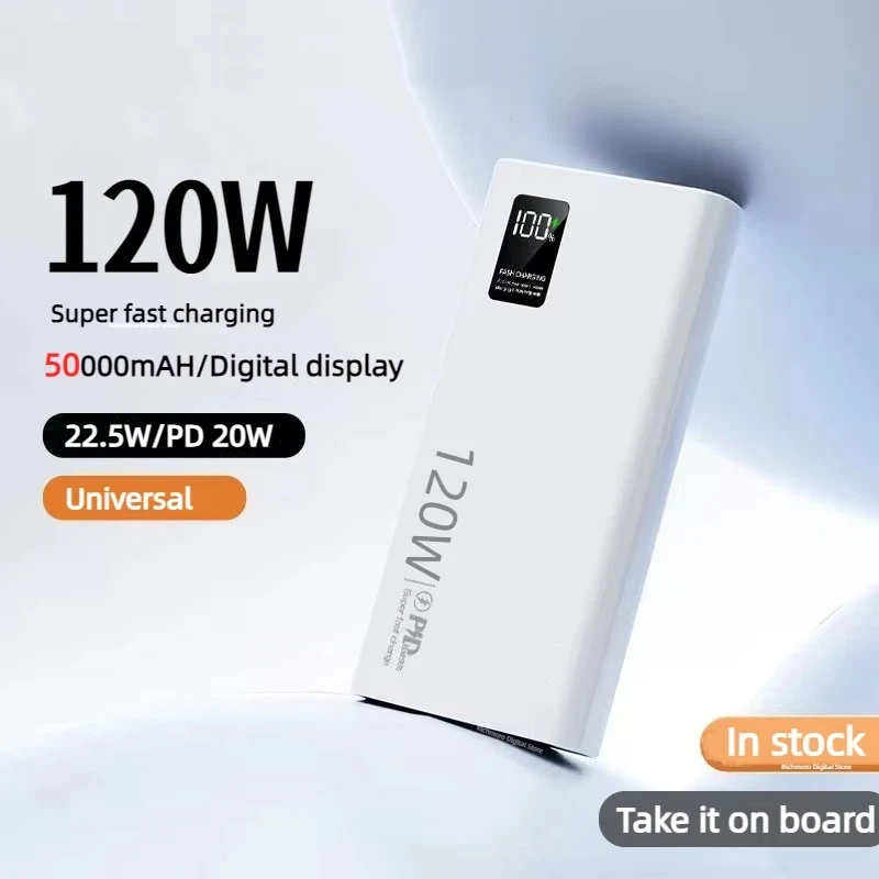 

XIAOMI 120 Вт Power Bank 50000 мАч Высокая емкость Быстрая зарядка Powerbank Портативное зарядное устройство для iPhone Samsung Huawei Hot