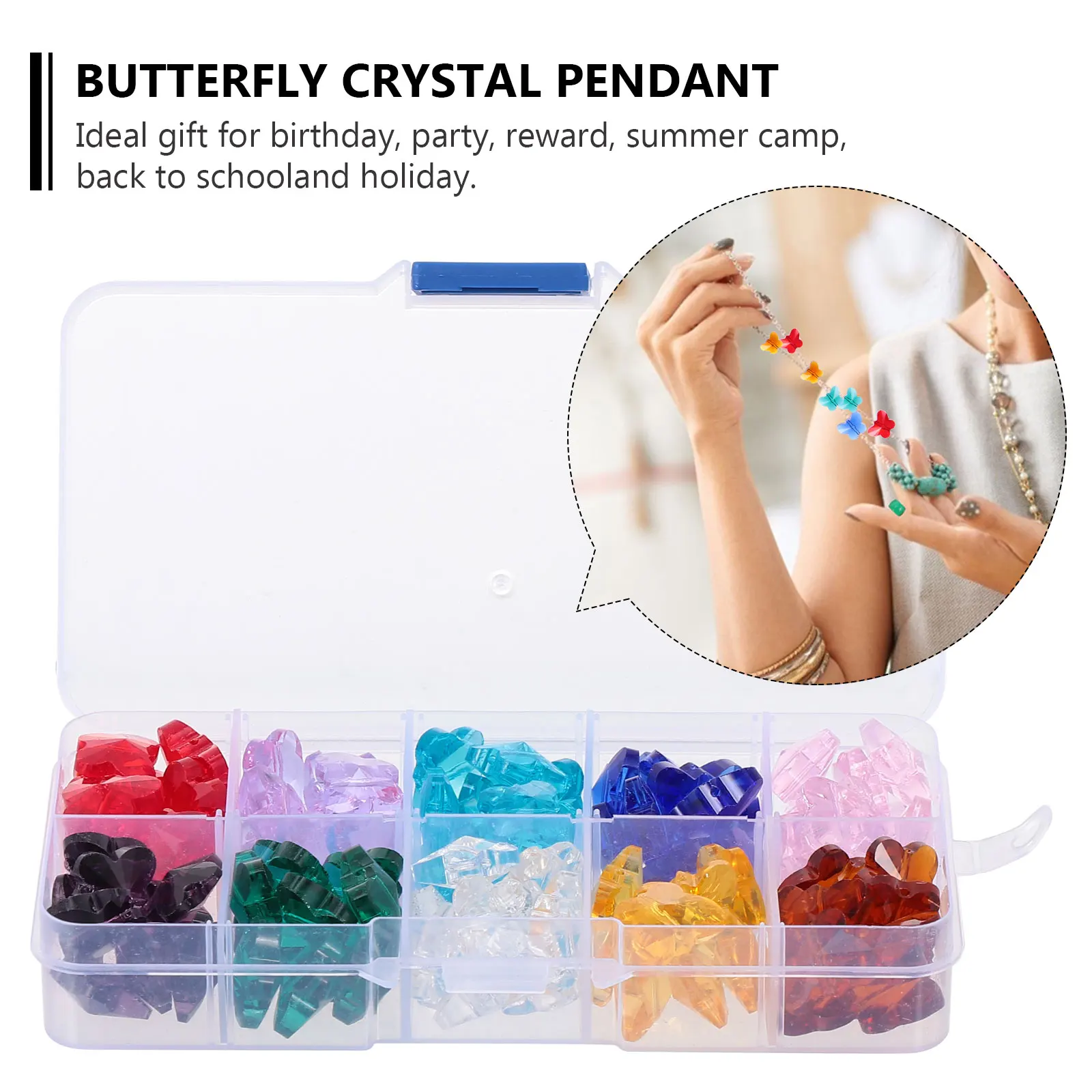 

Crystal Pendant Jewelry Making Supplies Bulk Clear Faceted Beads for Loose Butterfly Artificial