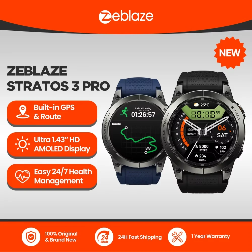 

Zeblaze Stratos 3 PRO GPS Smart Watches for man woman kids GPS Bluetooth Phone Calls Sports Fitness Navigation reloj inteligente