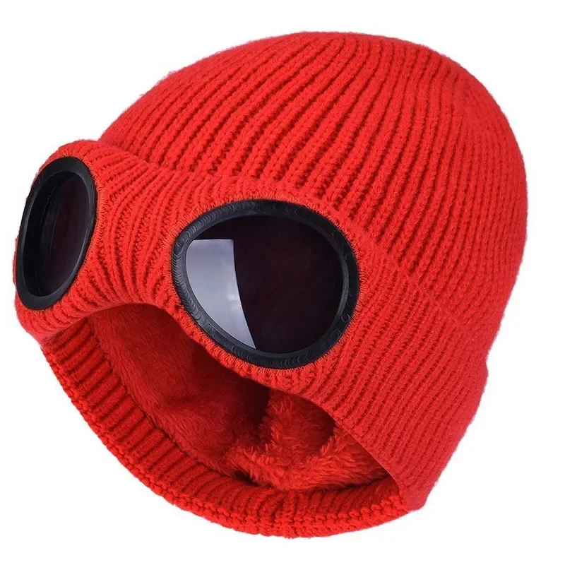 Männer Frauen Winter Plus Plüsch Dicker Wärmer Motorhaube Damen Beiläufige Kappe Acryl Gestrickte Warme Brille Hüte Skullies Beanies R82 – Detail 4