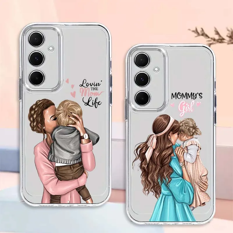 

Super Mom Baby Girl For Samsung Galaxy Note 20 10 F12 M23 F23 M14 F15 M54 M55 Ultra Plus 5G TPU Transparent Phone Case