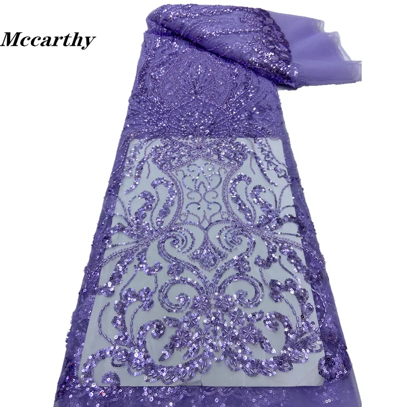 

Mccarthy Luxury African Heavy Beaded 2024 High Quality Nigerian Sequins With Pearl Lace French Tulle Fabric For Party Dress Sew