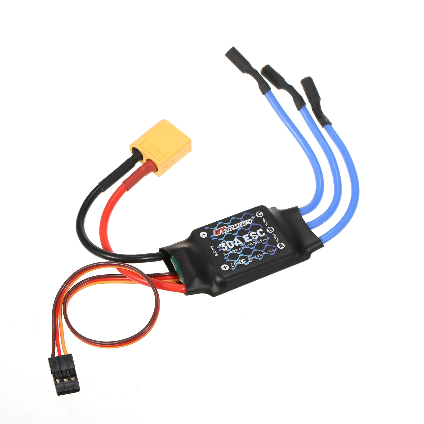 GTSKYTENRC 2-4S 30A Brushless ESC Motor Speed Controller Remote Control BEC ESC for Fixed Wing Aircraft 450 V2 Helicopter Boat