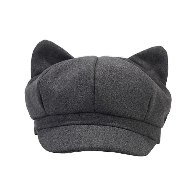 652F القط الأذن قبعة قبعة للكبار الإناث موضة Y2K قبعة مثمنة InsStyle سائق قبعة كول بنات شيلبي قبعة للينابيع