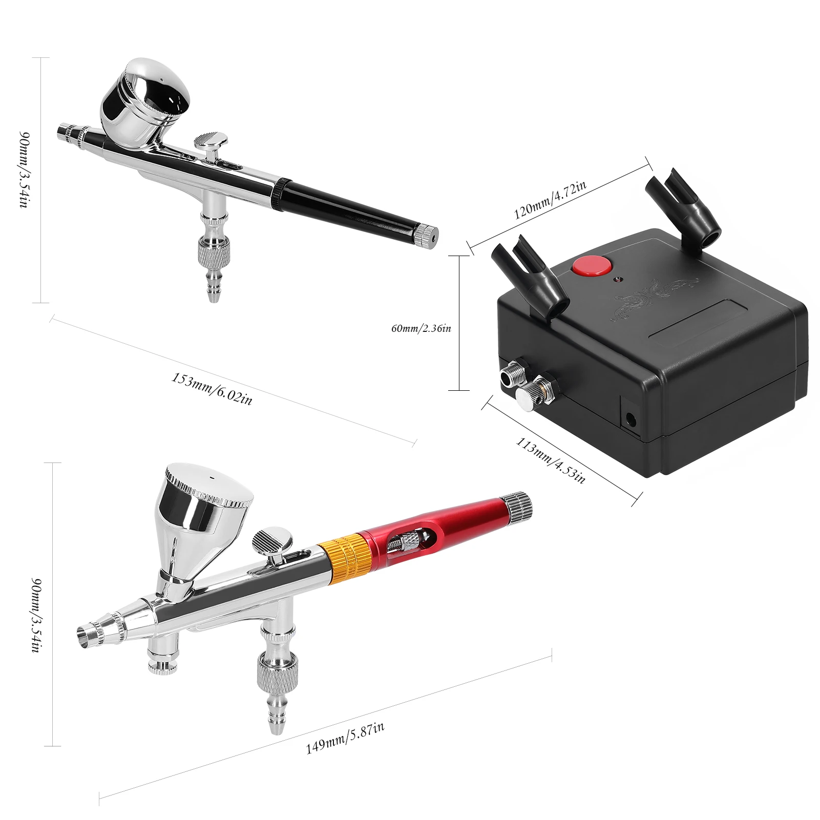 Multi-purpose Professional 0.3mm Airbrush Air Compressor Kit 20-35PSI Airbrush Pen Air Pump for Model Making DIY Art Painting