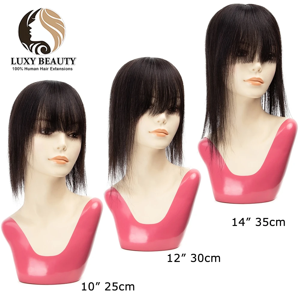 Topper de cheveux humains Remy avec frange pour femme, peau naturelle, cuir chevelu, morceaux de cheveux, 100% vrais cheveux humains, 13x13cm, 10