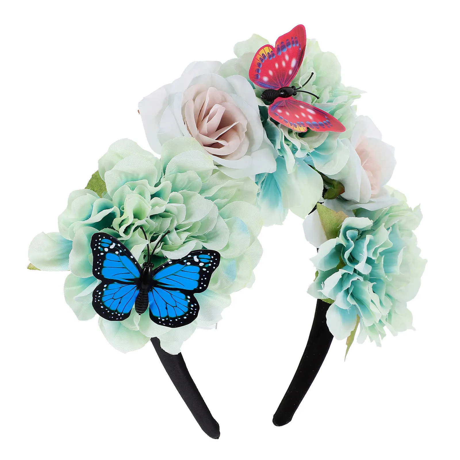 Butterfly Headband Floral Simulated Comfortable Headpiece for Weddings Prom Tea Party Cosplay Hair Decoration