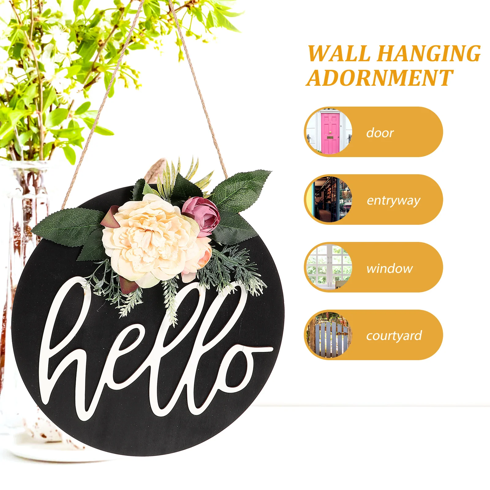 

1 pc Christmas Door Wreath Wall Hanging Decor Festive Garland Party Pendant Household Silk Flower Welcome Decoration Door
