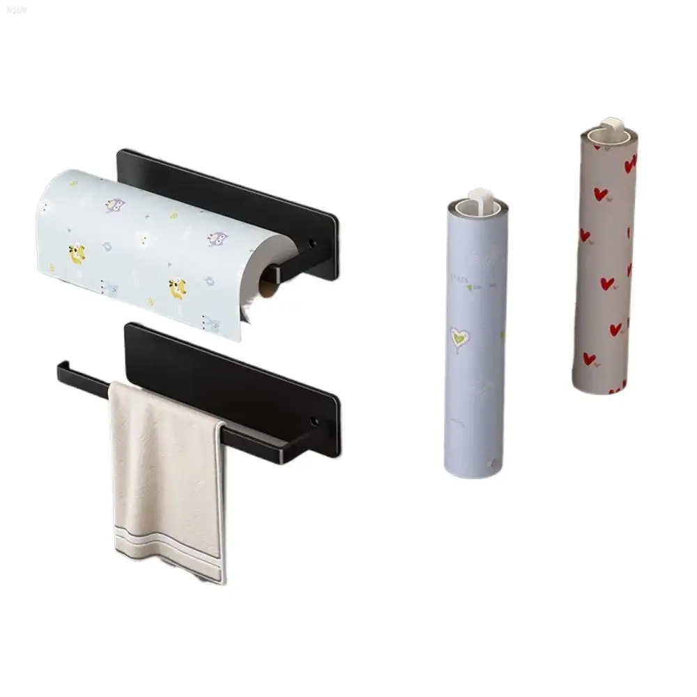 

NSDM Non-perforated Paper Towel Holder, Kitchen Cabinet Paper Roll Holder, Plastic Wrap Rag Storage, Wall Hanging Racks