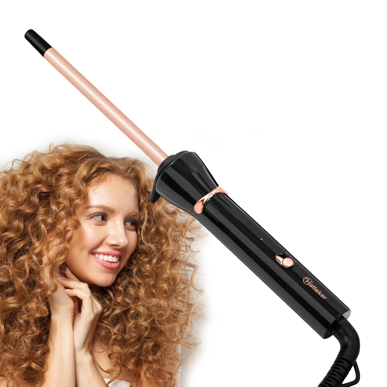 Hatteker ​ ​ Mini-Lockenstab für Kurzes Haar 9mm Lockeneisen für Enge Weiche Locken Tragbarer Stab für Gesichtskonturierung Wellen Wollähnliche Locken ​