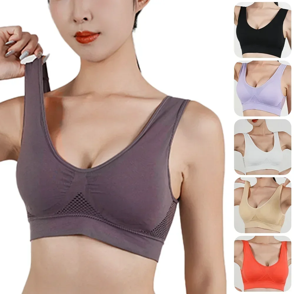 Women Large Sports Bra No Steel Ring Seamless Bra Anti Sagging Gathering Bralette Pad Gym Runing Bras Yoga Vest Underwear S-6XL