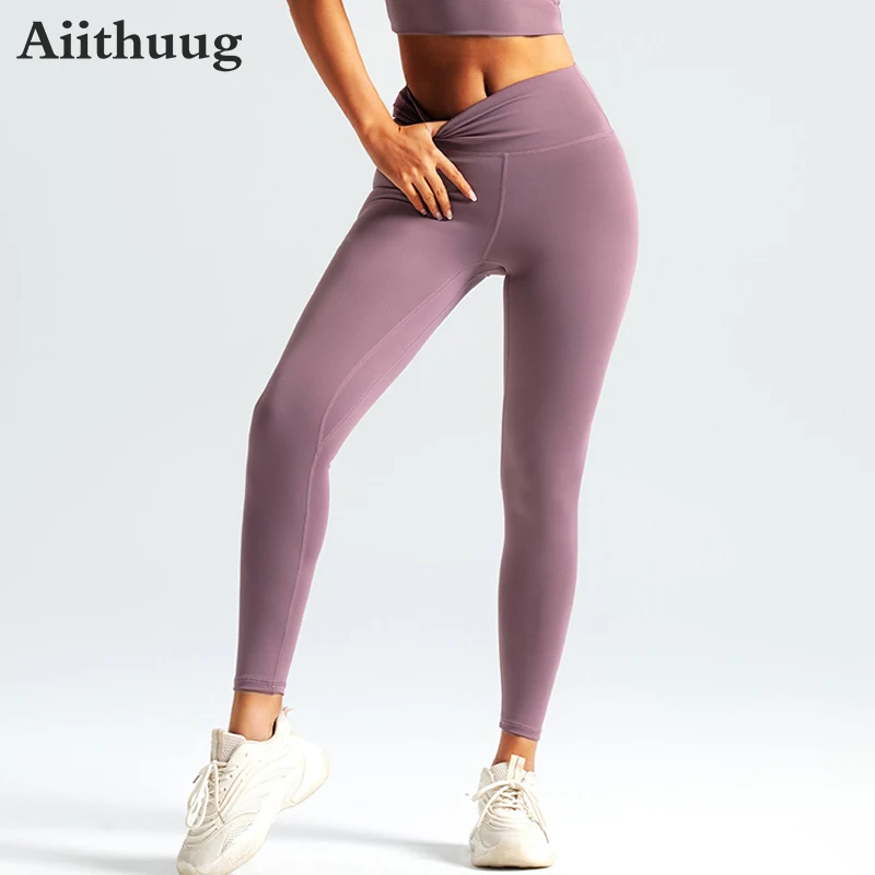 

Aiithuug High Waist Scrunch Butt Yoga Leggings Women's Widen Hem Pants Seamless Compression Gym Workout Pilates Pant Booty Tight