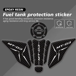 Protecteur de tampon de réservoir de moto adapté pour YAMAHA MT 03 MT03 MT25 2015-2018 autocollant de bouchon de carburant en os de poisson Transparent en résine époxy 3D