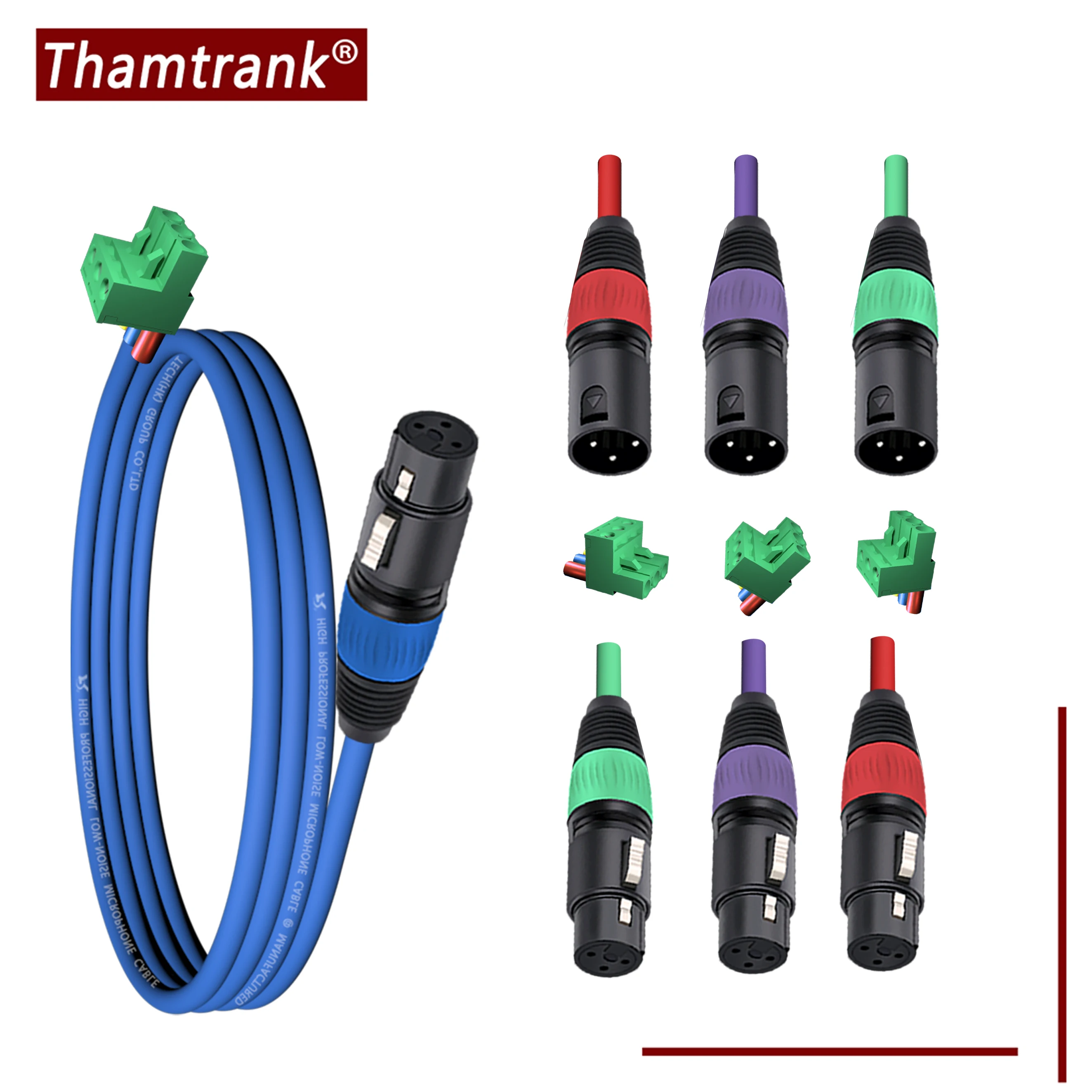 

XLR to PHX Adapter,Gold Plated 3P XLR M/F to PHX3M/2EDG 5.08 PCB Screw Terminal Connector Cable,Knurled Tail Grip, Coiled Design