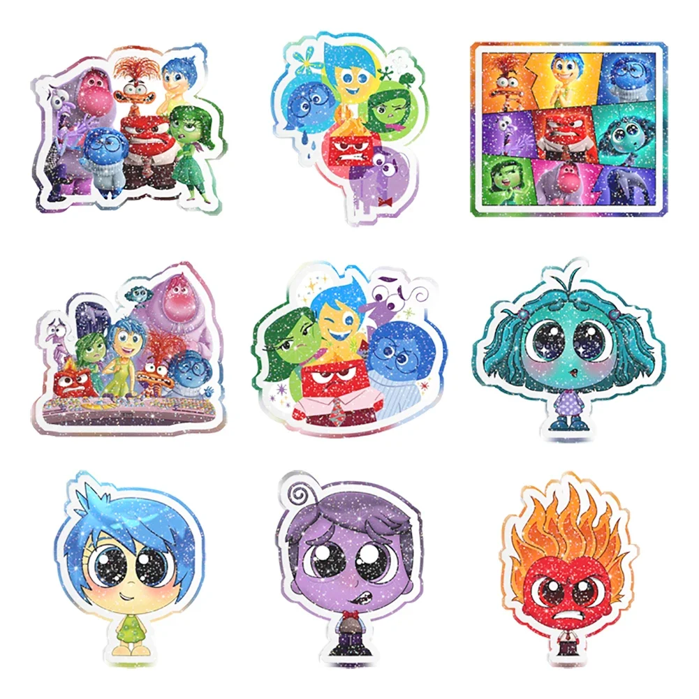 Disney Cartoon Inside Out 2 Pattern 10pcs/Lot Resin Planar Clear Acrylic Glitter Acrylic For DIY Gift Crafts Accessories