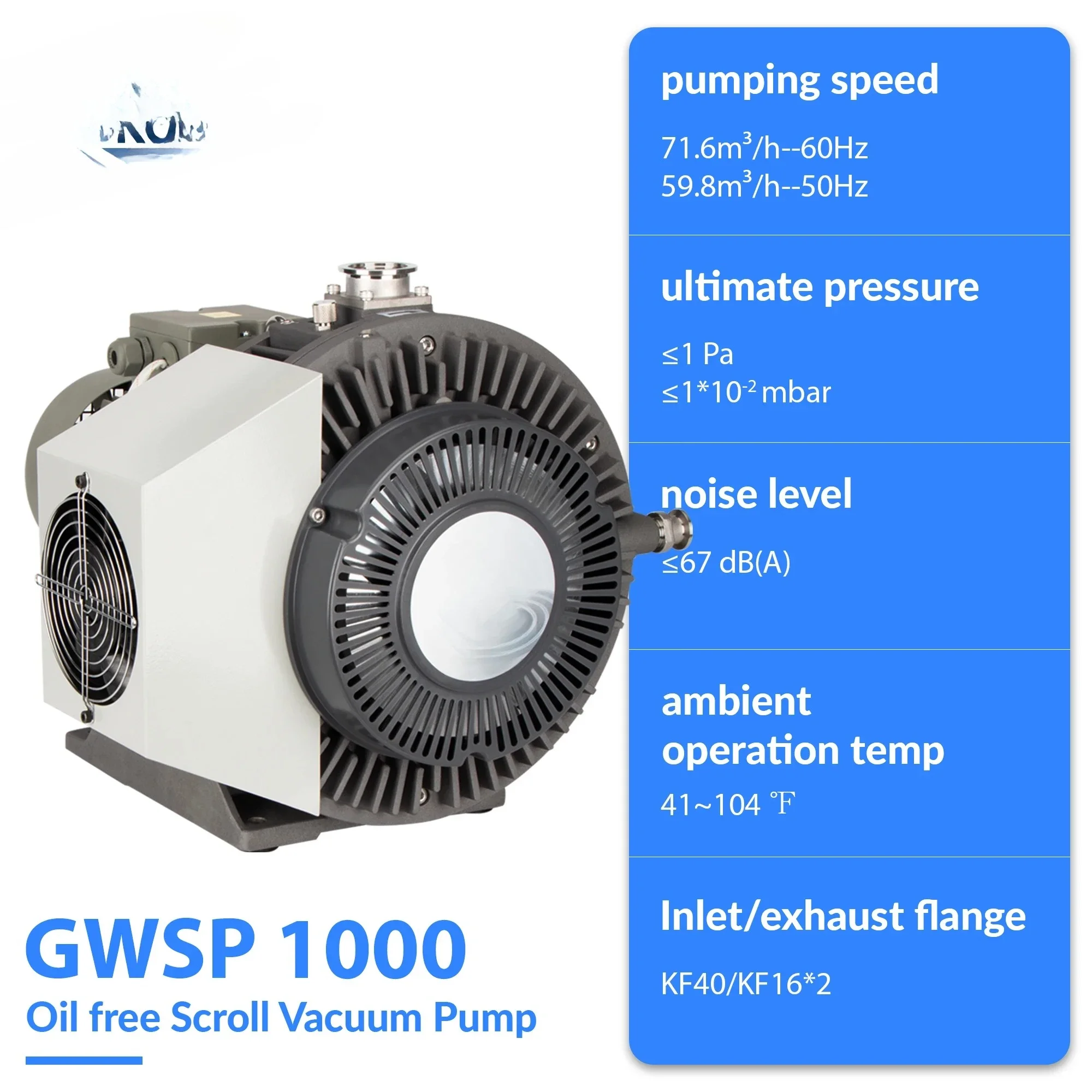 Manufacturer 1000 Oil Less Scroll Vacuum Pump For Photoelectric Industry