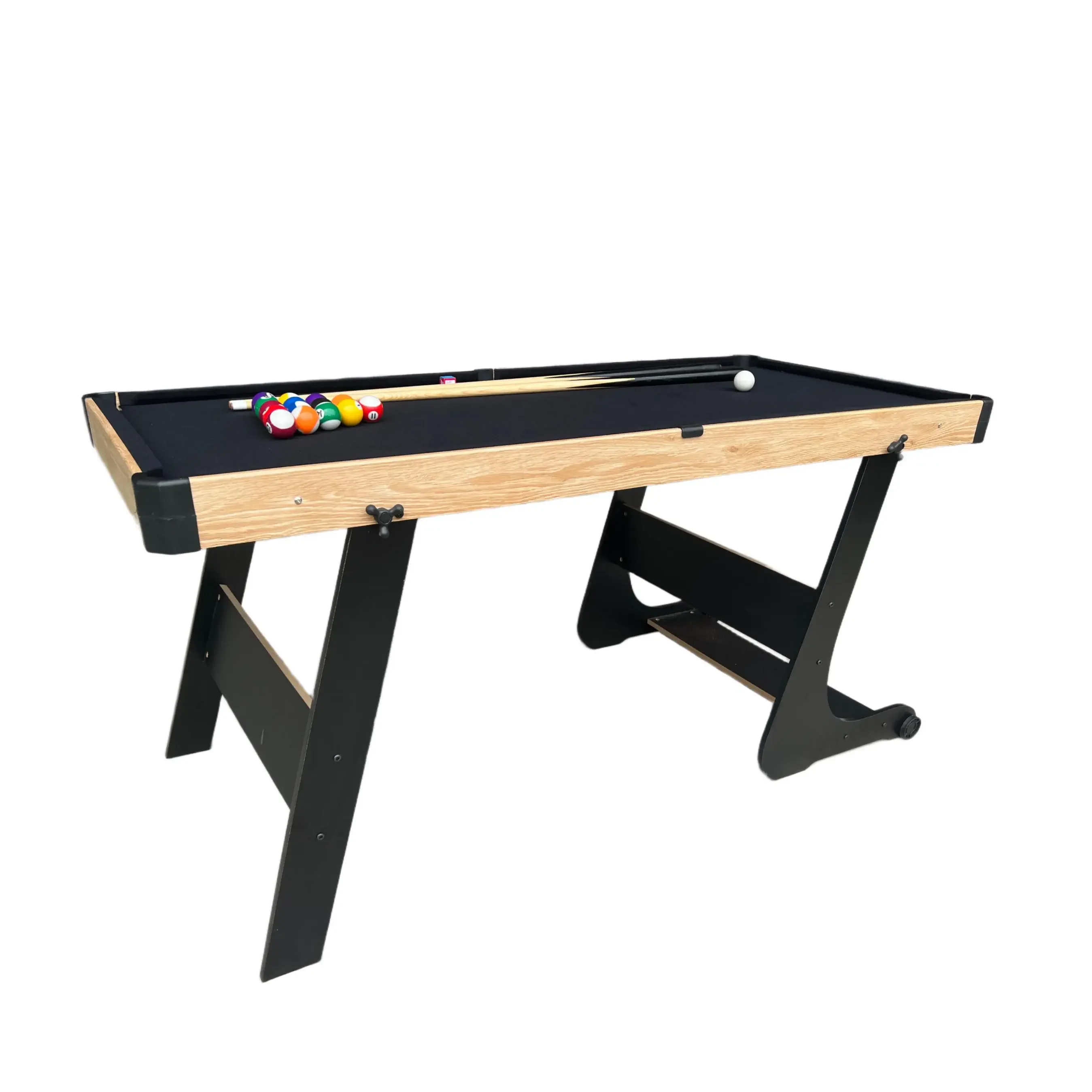 46-Inch Folding Stand-up Indoor Home Use Wooden Billiard & Snooker Table with Custom Logo Durable Plastic Wheels