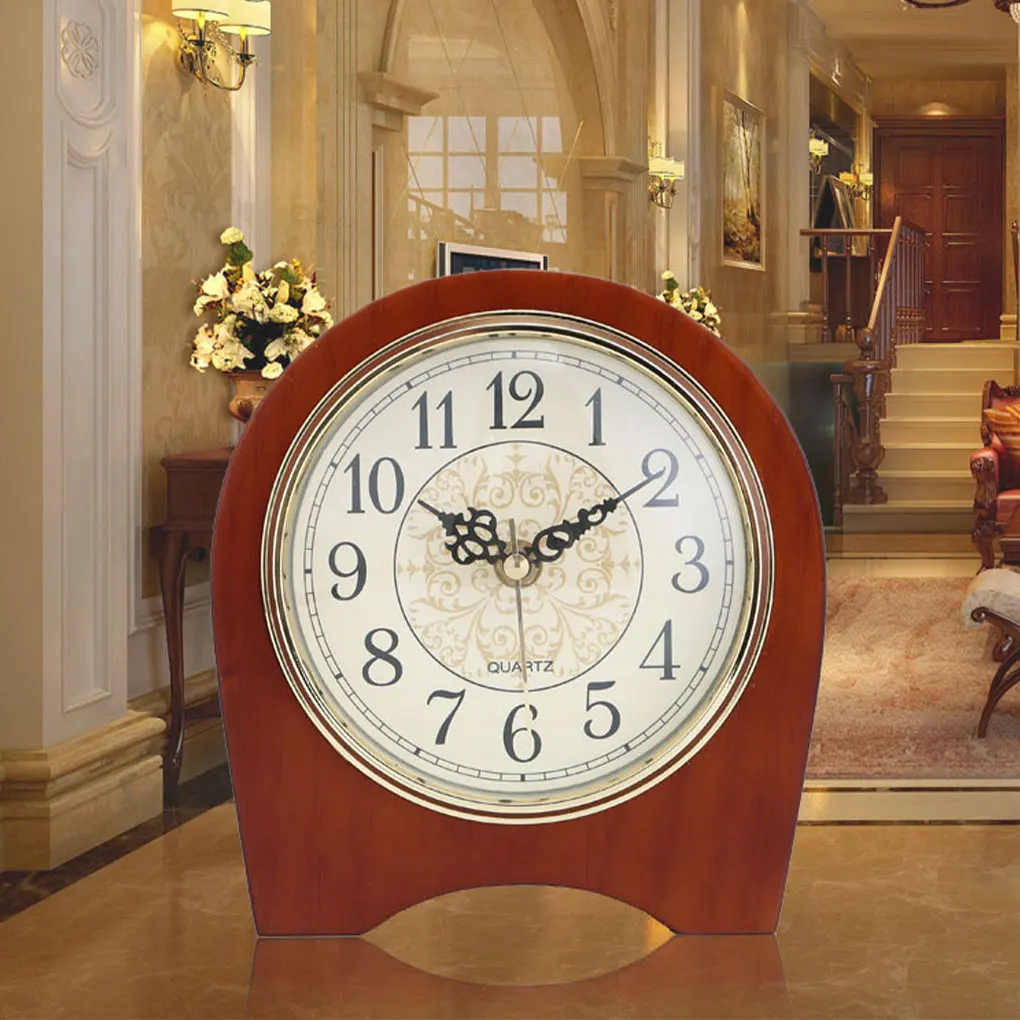 Wood Vintage Table Clock Easy To Read Timeless Accurate Timekeeping Wide Application Desktop Clock