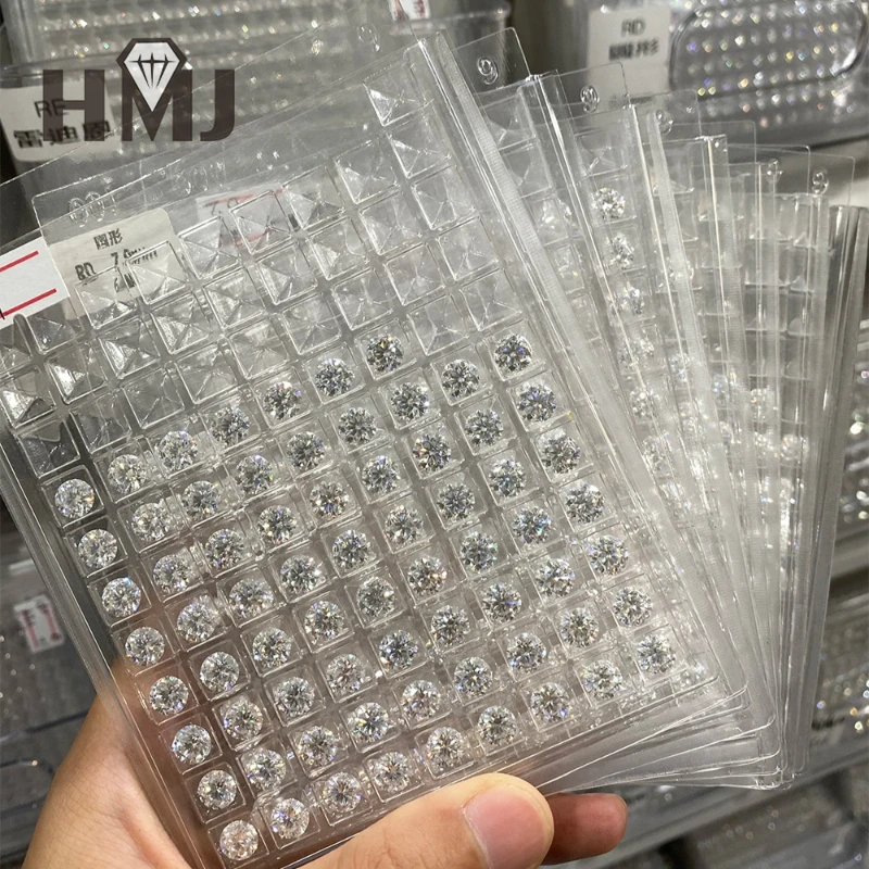 HMJ 0,1-13 Karat Moissanit-Stein, runde Form, Farbe D, Reinheit VVS1, Brillantschliff, Diamanttester-geprüft, mit GRA-Zertifikat, Perlen – Detail 40