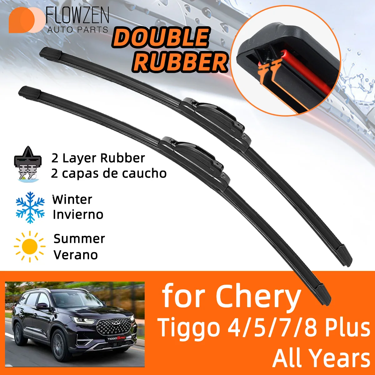 Car Wiper Blades for Chery Chirey Tiggo 4 5 6 7 8 Plus FL  T11 Double Rubber Windshield  Wiper Car Accessories Winter Summer