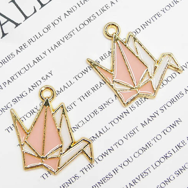 10Pcs Diy Japanese Popular Alloy Enamel Colorful Fan And Paper Crane Pendant Suitable For Diy Earrings/Necklaces/Keychain Access