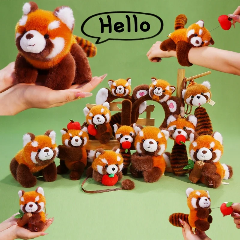 Cartoon Raccoon Hairband Bracelet Pendant Stand shoulder Pull Line Red Panda Cute Golden Monkey Toys Plush Gifts for Girls Boys