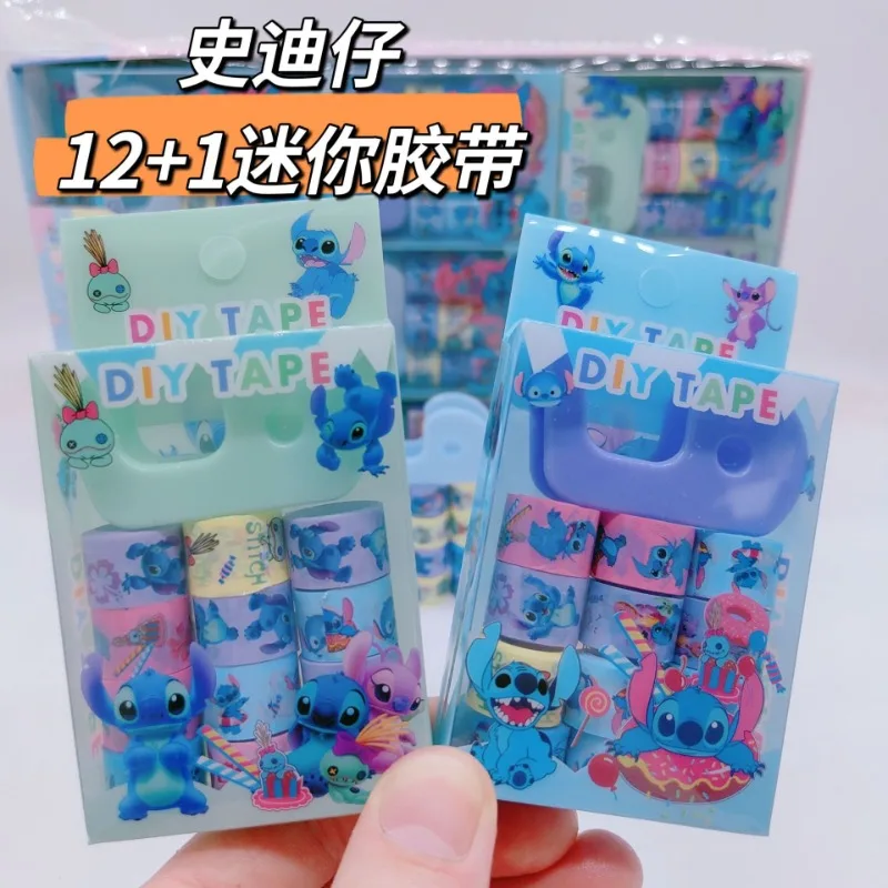 12Pcs Stitch Anime Figure Sticker Diy Masking Adhesive Cosplay Tape Kid Toy Gift Washi Tapes Stickers Children School Stationery