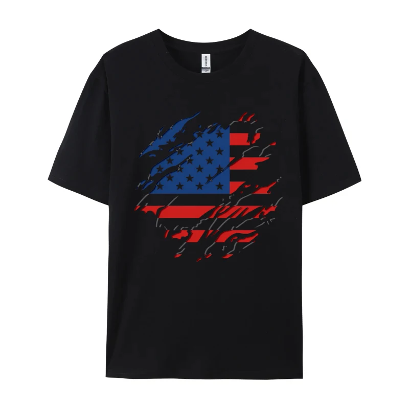 Patriot T-Shirt American (Usa) Flag T-Shirt Red Blue Star T-Shirt Classic Europe 100% Cotton Crewneck Mens Tees Custom