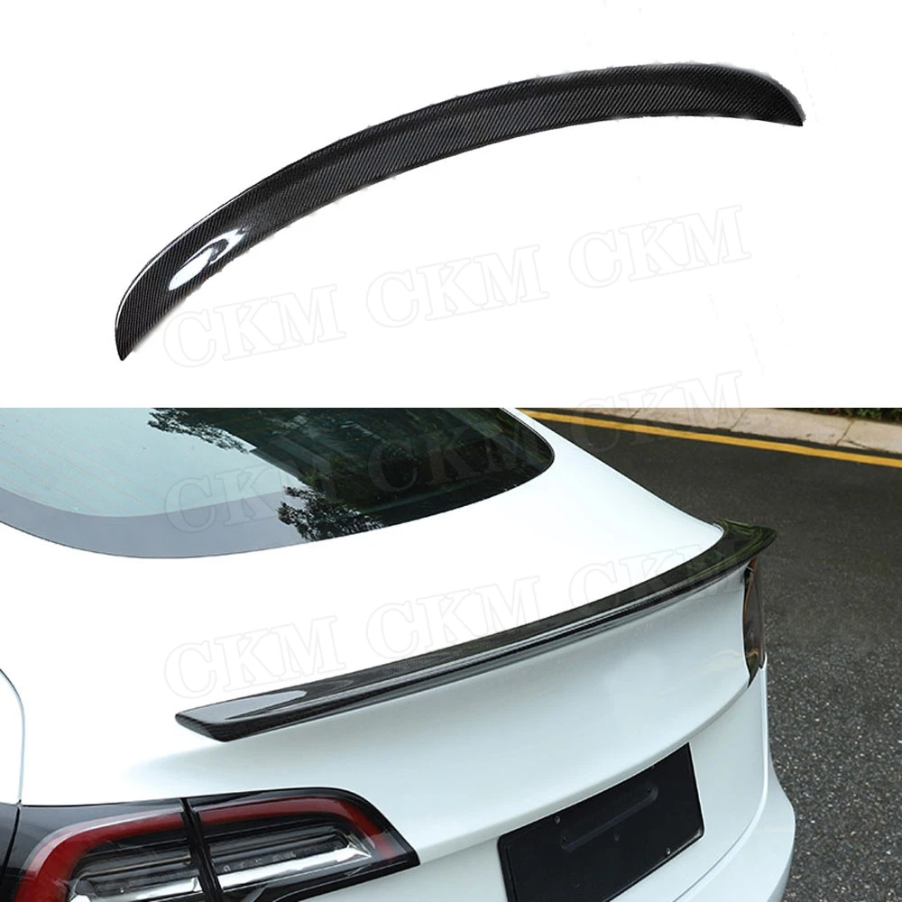 

for Tesla Model 3 2016-2020 Rear Spoiler Carbon Fiber Boot Bid Wings FRP Car Sticker Trunk Trim Cover