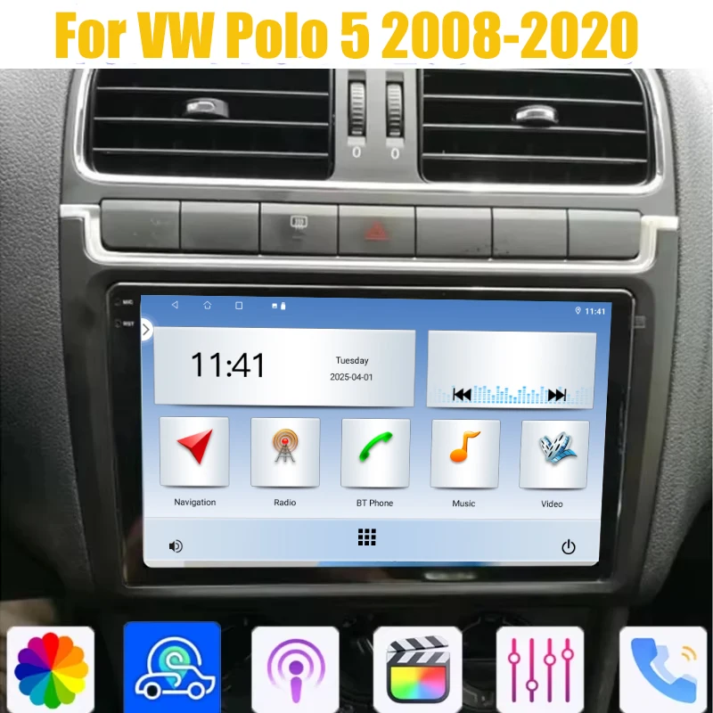 

9'' Head Unit For VW Polo 5 2008-2020 Stereo Car radio Wireless Apple Carplay Android 15 Auto GPS Camera Google Map WIFI 4-64GB