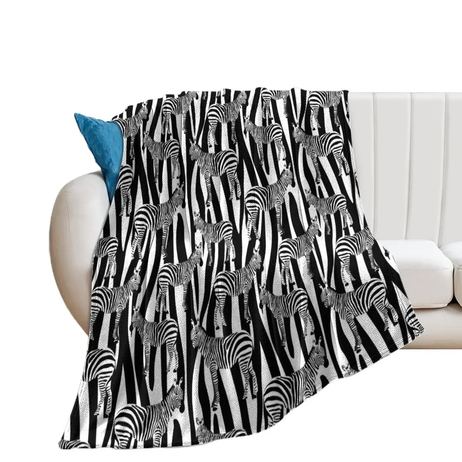

Zebras on Zebra Stripes Throw Blanket cosplay anime funny gift Personalized Gift Blankets