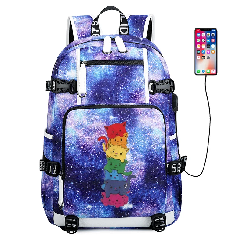 حقيبة ظهر كبيرة على الموضة لمحبي القطط حقيبة سفر للنساء للكمبيوتر المحمول Mochila للمراهقين حقيبة كتب جديدة حقيبة مدرسية للكلية حقيبة ظهر للرجال
