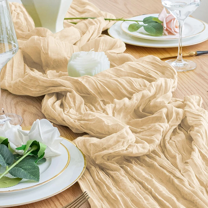 Gauze Table Runner Dinning Decoration Rustic Boho Beach Wedding Party Table Decor Christmas Table Runners 180/300CM Length