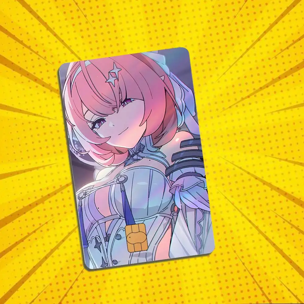 pink Remielle Sigrid game ZZZ Laser shimmer Name Card Sticker Decorate Bank Card Couple Student Study Supplies Decals Patch
