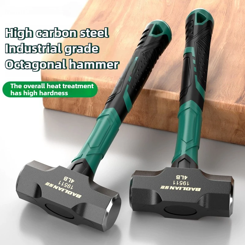 Martillo octogonal antioxidante de alto carbono, herramientas manuales sólidas y multifuncionales para demolición de paredes del hogar, martillo de trineo para carpintería