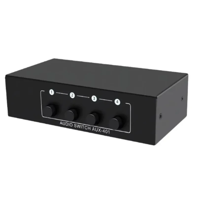 4 Input 1 Output 3.5mm Audio Switcher Manual Stereo Audio Splitter Box For Headphone Speaker PC Laptop Game Console Home Office