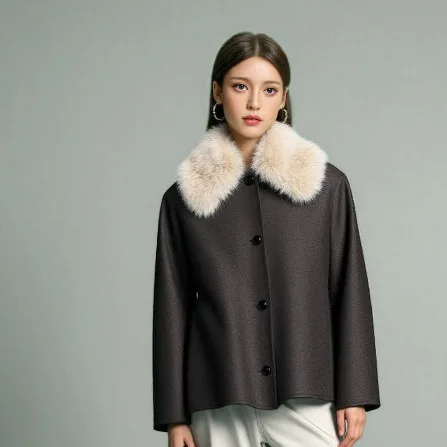 

232012, осенняя новая женская короткая куртка с воротником из искусственного меха, несколько цветов на выбор, элегантный стиль