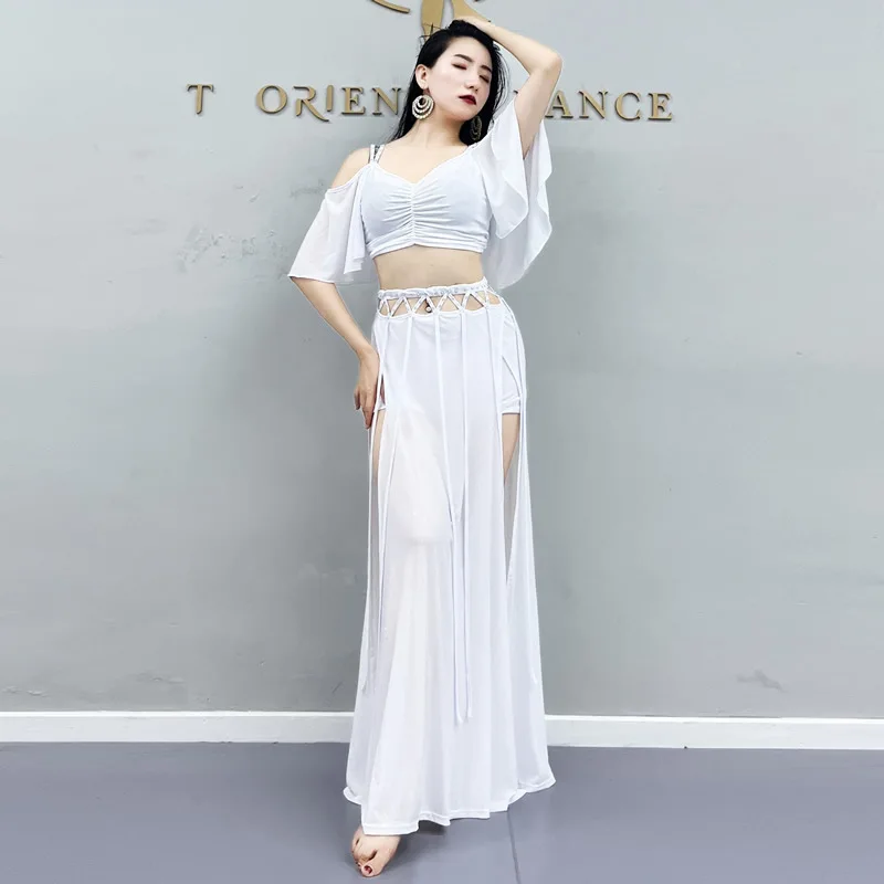 Woman Clothing Belly Dance Costume Set High Waist Split Long Skirt Practice Clothes Female Adult Oriental Dancing Performance