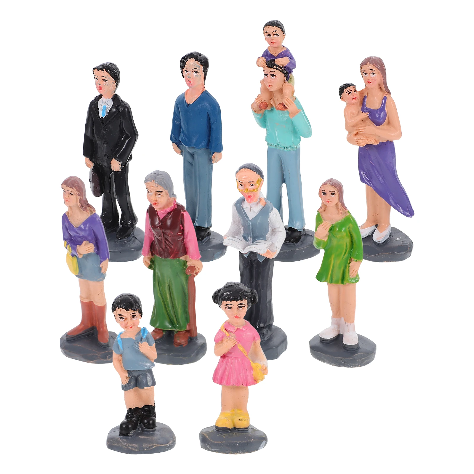 

10Pcs Creative Family Character Models Resin Material Safe Durable Sand Table Mini Figurines Figurines Resin People Statues